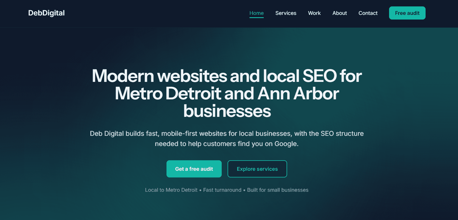 DebDigital (this site) — website concept preview